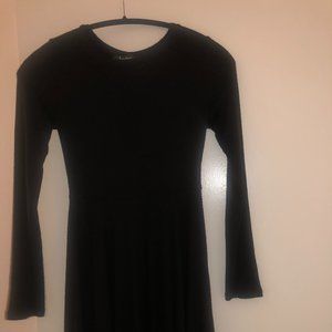 Fit & Fair Black Ribbed Knit Long Sleeve Skater Dress- NEVER BEEN WORN